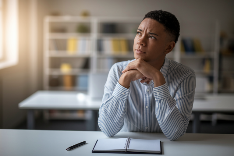 personne-assise-bureau-carnet-stylo
