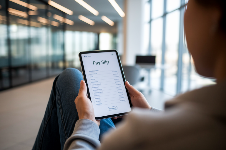 personne-assise-tablette-fiche-paie