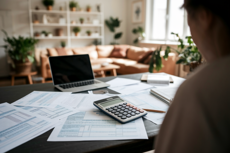 personne-dos-table-documents-calculatrice
