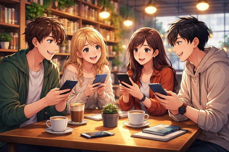 jeunes-adultes-table-cafe-smartphone-echeleves-livres-plantes