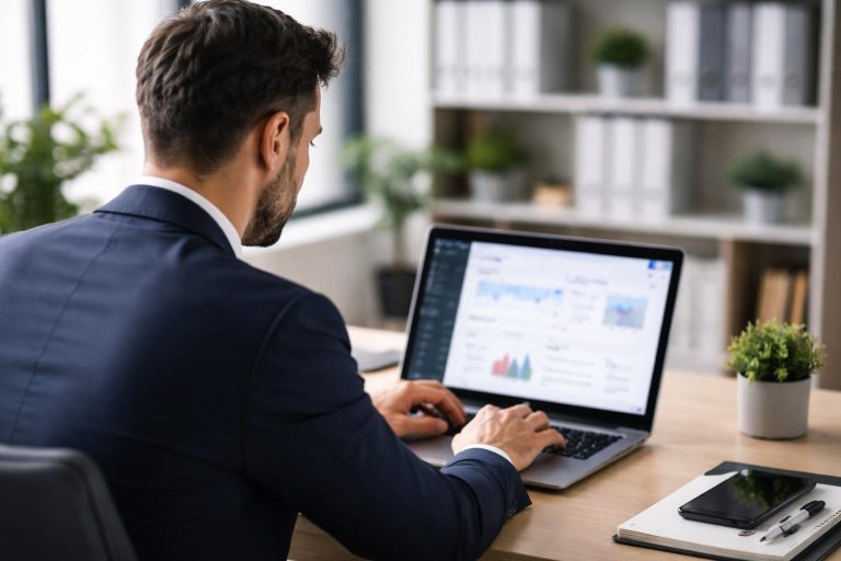 entrepreneur-bureau-ordinateur-portable-lumineux